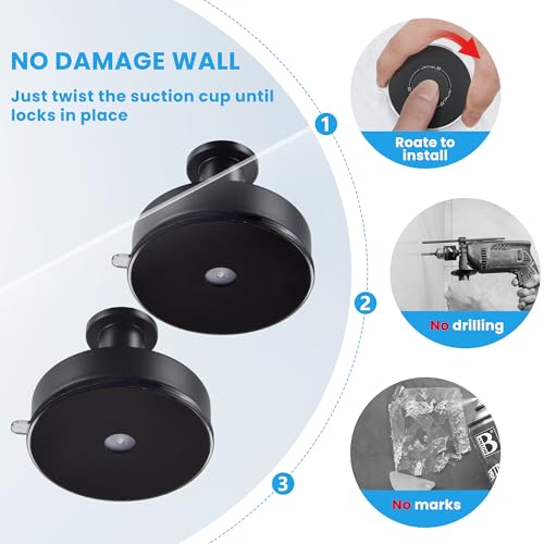 JOMOLA 2PCS Stainless Steel Suction Cup Hook Bathroom Towel Holder Utility Shower Hooks Hanger for Towel Storage Kitchen Utensil Vacuum Suction Cup Hooks, Matte Black - color: Matte Black