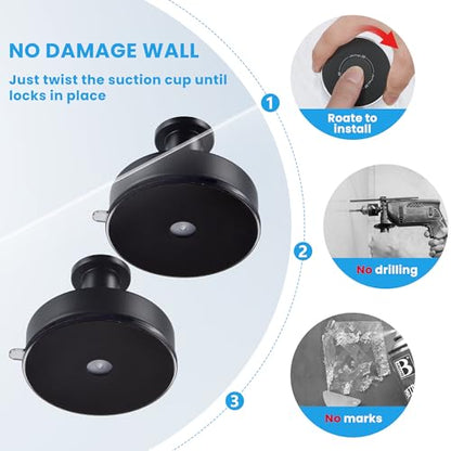 JOMOLA 2PCS Stainless Steel Suction Cup Hook Bathroom Towel Holder Utility Shower Hooks Hanger for Towel Storage Kitchen Utensil Vacuum Suction Cup Hooks, Matte Black - color: Matte Black