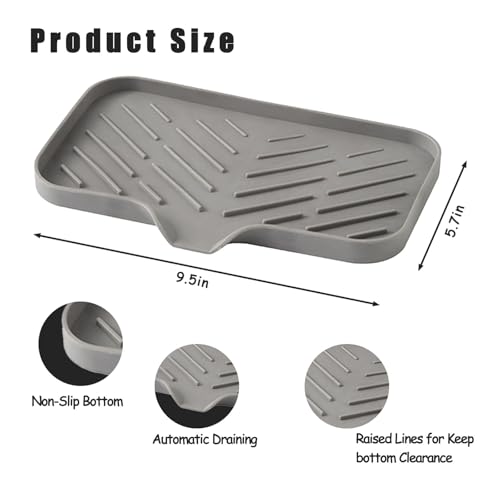 Kitchen Soap Tray, Silicone Bathroom Soap Dishes, Sponge Holder for Kitchen Sink for Bathroom Counter Sink Caddy Organizer for Dish Soap Bottle, Soap Dispenser