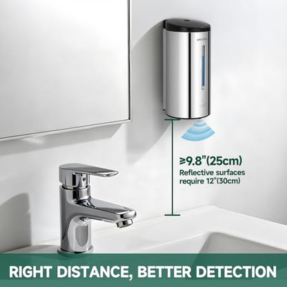 anydry Touchless Automatic Liquid Soap Dispense Wall Mount 25oz Large Capacity Stainless Steel for Commercial (Polished) - color: Polished Stainless Steel