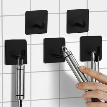 5 Pcs Adhesive Hooks Waterproof in Shower Hooks for Hanging Loofah, Towels, Clothes, Robes for Bathroom(Black Square) - color: Black Square