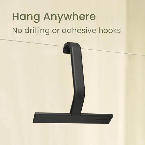JustHang Shower Squeegee with Built-in Hook, 10-Inch Black | Award-Winning Design, All-One-Piece Soft-Touch Silicone, for Glass Door, Bathroom, Window, Mirror, Tile Wall, Car - color: Classic Black