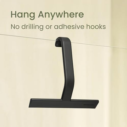 JustHang Shower Squeegee with Built-in Hook, 10-Inch Black | Award-Winning Design, All-One-Piece Soft-Touch Silicone, for Glass Door, Bathroom, Window, Mirror, Tile Wall, Car - color: Classic Black