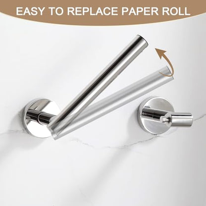 BGL Toilet Paper Holder Mirror Polish Wall Mount, Bathroom Toilet Paper Holder Brushed Nickel SUS 304 Stainless Steel, Double Post Pivoting Toilet Paper Roll Holder for Bathroom RV - color: Mirror Polish