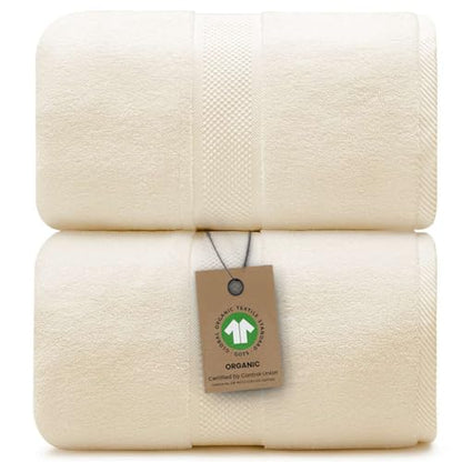 100% Organic Luxury Bath Sheets - GOTS Certified - Extra Large 35x70 Inches (Pack of 2) Zero-Twist, Long-Staple Cotton Bath Sheet Set (Papyrus) - color: Papyrus, size: 2pc Bath Sheets