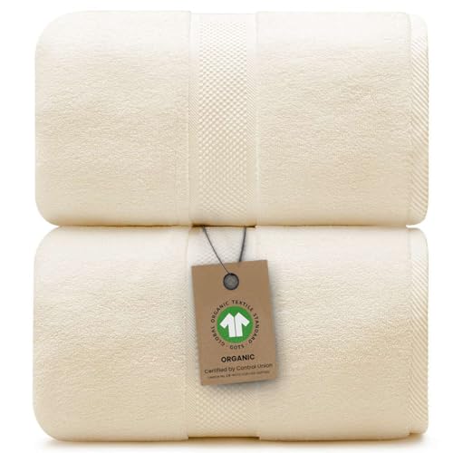 100% Organic Luxury Bath Sheets - GOTS Certified - Extra Large 35x70 Inches (Pack of 2) Zero-Twist, Long-Staple Cotton Bath Sheet Set (Papyrus) - color: Papyrus, size: 2pc Bath Sheets