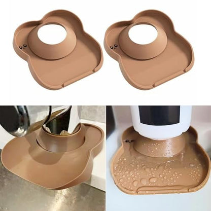 Silicone Faucet Mat for Kitchen Tap Compact Sink Splash Guard Protectors Behind Draining,Brown 2PCS - color: BrownX2