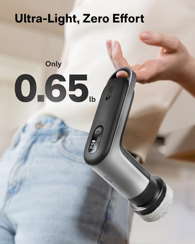 HOTO Grip™ Cordless Electric Spin Scrubber, IPX7 Waterproof, 6 Brush Heads | Lightweight at 0.65 lb, Powerful Cleaning Scrubber, for Bathroom, Kitchen, Tile, Shower