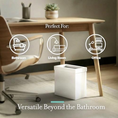 Gatco Modern Rectangle Wastebasket, Matte Pearl - Stainless Steel Trash Can with Removable Lid, Leakproof, 3 Gallon Capacity for Bathroom, Bedroom, Kitchen, or Office - color: Matte Pearl