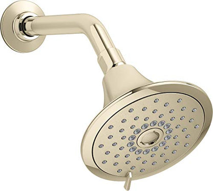 KOHLER 22169-AF Forte Multifunction Showerhead, Wall-Mount, 3 Spray Settings, 2.5 GPM, Vibrant French Gold - color: French Gold, size: 2.5 GPM