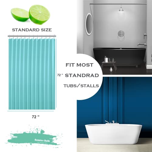 Aqua Blue Plastic Shower Curtain Or Liner, 72x72 Inch Lightweight Teal Blue Plastic Bathroom Shower Showroom Inner Curtain with Rustproof Metal Grommet Holes and Weighted Magnets - color: D05-aqua, size: 72"W x 72"L (Pack of 1)
