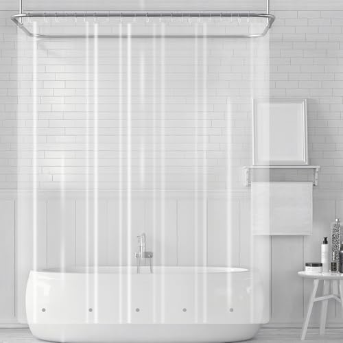 Clawfoot Tub Short Shower Curtain or Liner 180x60 Inch with 12 Magnets Wrap Around Shower Liner Extra Wide PEVA Shower Curtain Sets 32 Metal Hooks Included