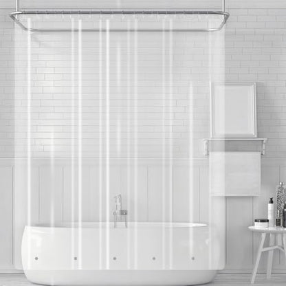 Clawfoot Tub Short Shower Curtain or Liner 180x60 Inch with 12 Magnets Wrap Around Shower Liner Extra Wide PEVA Shower Curtain Sets 32 Metal Hooks Included