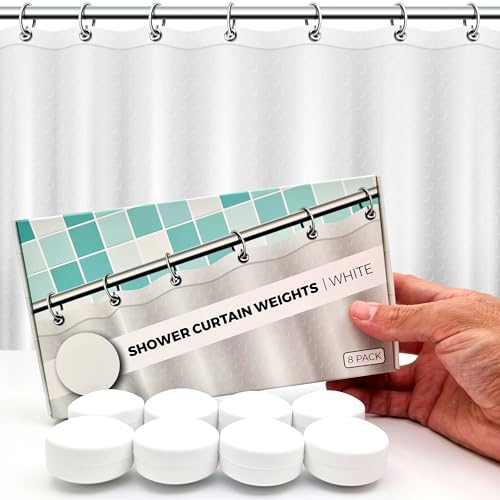 Powerful Anti-Billowing Magnetic Shower Curtain Weights for Splash-Free Bath Experience - 360° Silicone Wrapped - Will Never Rust - Heavy Magnets Prevent Curtain Liners from Blowing | 8 Pairs | White - color: White, size: 8 Standard Pairs