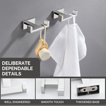 Angle Simple Double Towel Hooks Polished Chrome, Coat Robe Holder, 2 Pack | SUS304 Stainless Steel Hand Towel Hooks for Bathroom Kitchen RV, Screw Wall Mount - color: Polished Chrome, size: 2 Pack
