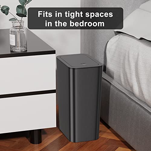 N. NETDOT Bathroom Trash Can with Lid 3 Pack Set, 2 Packs 4 Gal Slim Kitchen Trash Bin and 1 Pack 2.6Gal Garbage Can, Small Trash Can/Trash Bin/Waste Basket for Bedroom (Black, Pack of 3) - color: Black, size: 2 X 4 Gal & 1 X 2.6 Gal