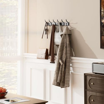 GWAAZXGZ Black Coat Rack Wall Mount - 15 Inch Metal 6-Hook Rack(1 Pack) | for Hanging Coats, Bags, and Towels in Entryway, Livingroom, Bedroom, Bathroom, and Kitchen - color: Black, size: 1 Pack