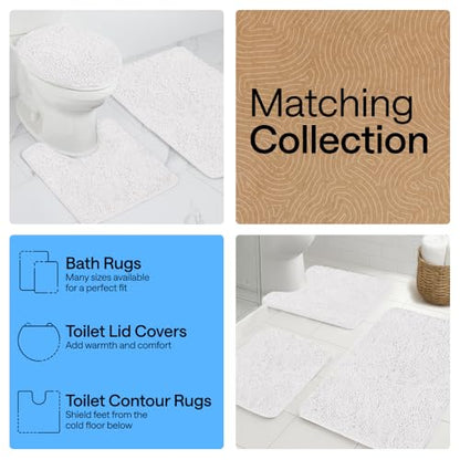 GORILLA GRIP Bathroom Rug Sets 3 Piece, Bath Mat Set and Oval Toilet Base with Rubber Backing, Plush Absorbent Shaggy Chenille Washable Mats, Includes 24x19.5, 24x17 and 36x24 Inch Rugs, White - color: White, style: 24"x19.5" + 24"x17" + 36"x24" - 3 Pack