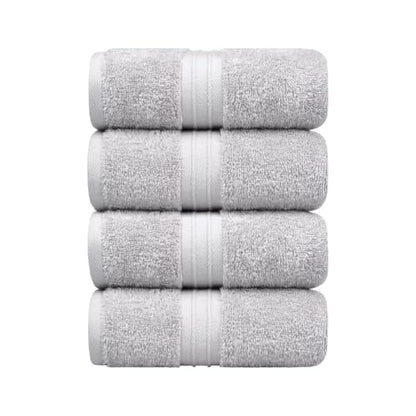 Hand Towels Pack of 4-100% Cotton & Luxury, Large (16"x 28") Absorbent, Thick, Cozy - Versatile, Perfect as Hotel Towel, Hand Towels for Bathroom - Silver Gray - color: Silver Gray