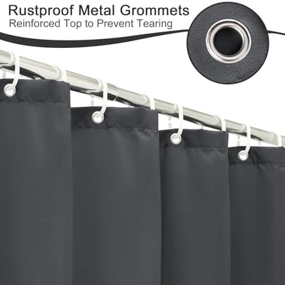 AooHome Standard Shower Liner, Solid Polyester Fabric Solid Shower Curtain Liner for Hotel with Hooks, Water Repellent, Weighted Hem, Charcoal, 72x72 inch - color: Dark Grey, size: 72"W x 72"L (Pack of 1)
