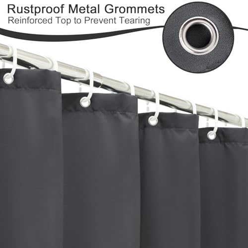 AooHome 96 inch Extra Long Solid Shower Curtain for Hotel, Water Repellent Shower Curtain Liner with Hooks, 72 Width x 96 Height inch, Dark Grey - color: Dark Grey, size: 72"W x 96"L (Pack of 1)