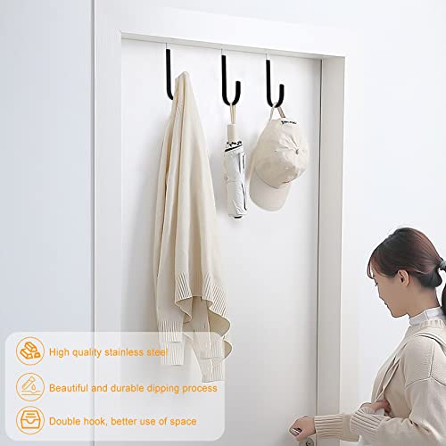 Manesi Over The Door Hooks, Soft Rubber Prevent Scratches Door Hangers Hooks for Bathroom, Living Room, Bedroom, and Kitchen Hanging Clothes, Towels, Shoe Bag, Hats, Coats, Bags, etc. (Black, 4 Pack) - color: Black