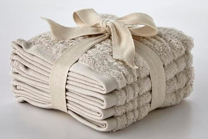 SKL Home CloudSoft Cotton Luxury 4-Piece Washcloth Set, Oatmeal - color: Oatmeal, style: Wash Cloths (Set of 4)