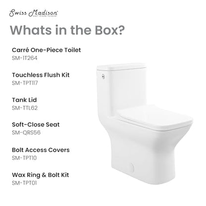 Carre One-Piece Square Toilet Dual-Flush 1.1/1.6 gpf, Touchless