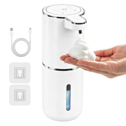Automatic Foaming Soap Dispenser, Touchless, White | USB Rechargeable, 4 Adjustable Volume, Clog-Free, Soap Waste Reduction, Easy for Toddlers - color: White