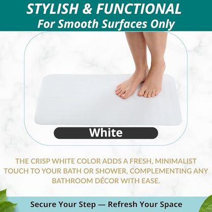 ENKOSI Non Slip Bath Mat for Tub and Shower Floors – Anti Slip Shower Mat with Secure Suction Cup Grip – Soft White Bathtub Mat for Inside Bath Tub and Smooth Bathroom Stalls (28x16 White) - color: White