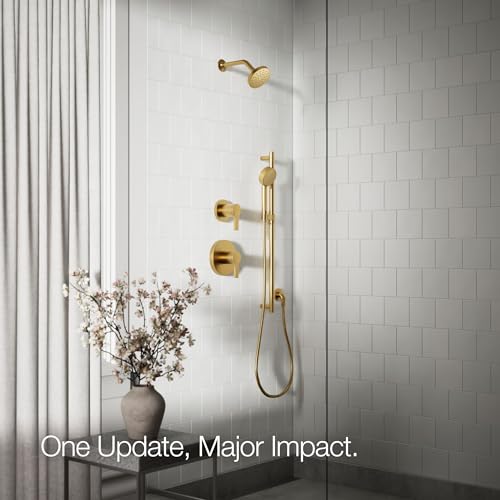KOHLER K-33641-H-2MB Elate® Single-Function Showerhead, 1.5 GPM, Efficient Water Flow, Durable Construction Shower Head, Simple Setup, Vibrant Brushed Moderne Brass - color: Vibrant Brushed Moderne Brass, size: 1.5 GPM