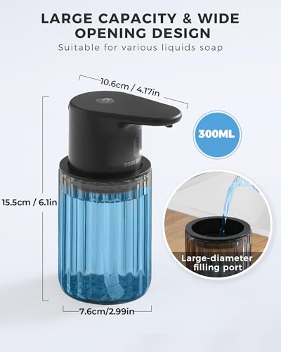 Automatic Foaming Soap Dispenser Touchless, USB Rechargeable Soap Dispenser | Adjustable Foam Levels, 10oz/300mL Hands Free Sensor, Waterproof, Wall Mounted or Countertop for Bathroom & Kitchen - color: Black, style: Foam
