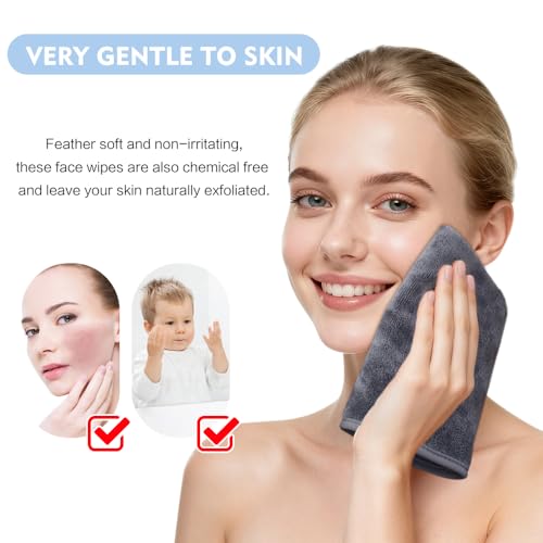 KinHwa Reusable Microfiber Face Towels Makeup Remover Cloths Quick Dry Soft | Facial Washcloths Gentle for Sensitive Skin Reusable Alternative to Disposable Face Wipes 3 Pack Gray - color: Gray, size: 1 Count (Pack of 3)