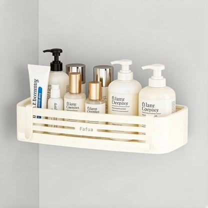 Shower Caddy Suction Cup, No-Drilling Hanging Shower Shelves with Hooks, Waterproof & Rustproof Removable Shower Organizer for Bathroom Storage - color: Suction Up Beige Rectangular -1pack