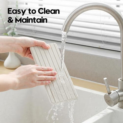 Diatomaceous Earth Sink Organizer Tray Set, 3-Pack Fast Drying Water Absorbing Stone Soap Holder Caddy for Kitchen & Bathroom Counter, Faucet Splash Guard, Beige (1pc of 8"x3.8" + 2pcs of 3.8"x3.8") - color: 3 Pack - Beige - 1pc of 8"x 3.8" and 2pcs of 3.