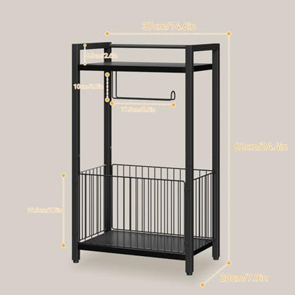 IBUYKE Toilet Paper Holder Stand Bathroom Tissue Roll Dispenser TLJ020B | Freestanding,with Extra Space for Rolls Magazines Wet Wipes, for 7–9 rolls of standard toilet paper,Black - color: Black