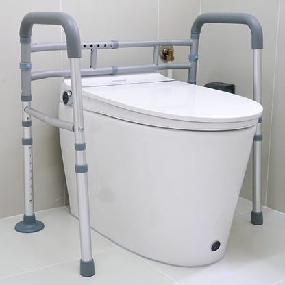 Toilet Safety Rails, Adjustable Toilet Rails for Elderly Adults Senior Disabled Handicap, Toilet Assistance Handles Safety Frames, Fit for Most Toilet, Foldable & Portable