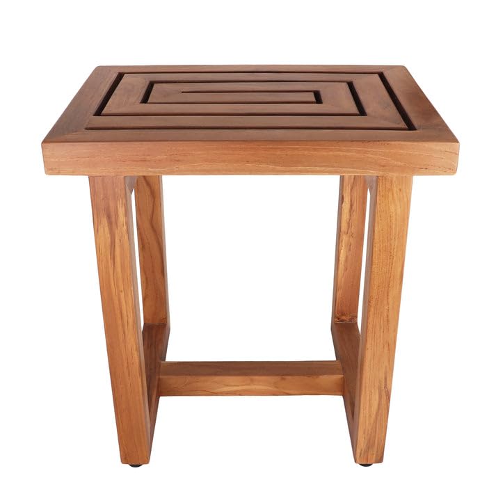 Teak Shower Bench - Teak Shower Seat - Wood Bathroom Stool (Large) - color: Natural, size: Large