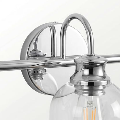 URSOLA 3 Lights 24" Bathroom Vanity Light Fixtures, Chrome Traditional Classic Vanity Light with Clear Glass, Bathroom Lighting Fixtures Over Mirror - color: Chrome, size: 3 Lights