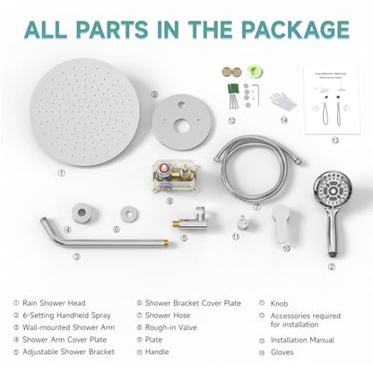SR SUN RISE Shower Faucet - 12 Inch Multifunctional High Pressure Shower Head System with Handheld Shower Head Fixtures - Valve Included - Polished Chrome - color: Polished Chrome, size: 12 Inch