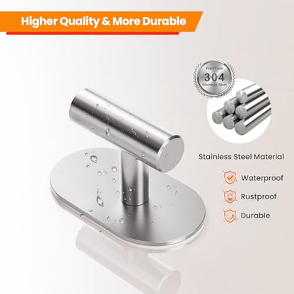 Aikzik Silver Adhesive Hooks Heavy Duty-Max 26lb, Wall Hooks for Shower, Bathroom, Towel, Coat, Robe, Stainless Steel Hooks for Hanging, Sticky Hooks for Walls No Damage- 4 Pack - color: Silver