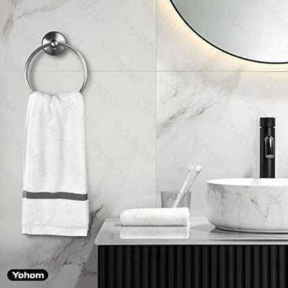 YOHOM Suction Cup Towel Ring Hand Towel Holder for Bathroom Vacuum Suction Washcloth Holder Dish Towel Hanger for Shower Wall No Drill Stainless Steel Brushed Finish - color: Silver