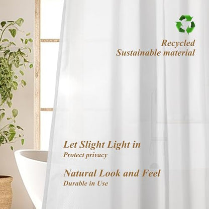 60x72 Sustainable Shower Curtain Liner, Recycled Polyester Material, Eco Friendly, Non Plastic & Freon-free Washable Fabric Shower Curtain Liner with Magnets, 60" x 72" Stall Shower Liner, White - size: 60"W x 72"L (Pack of 1)