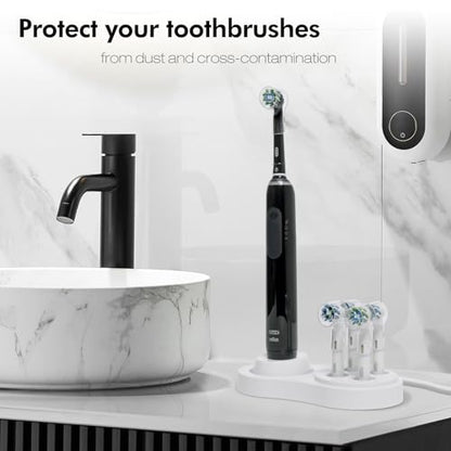 Toothbrush Head Covers & Toothbrush Holder for Oral B & iO series, transparent and white - color: White and Transparent
