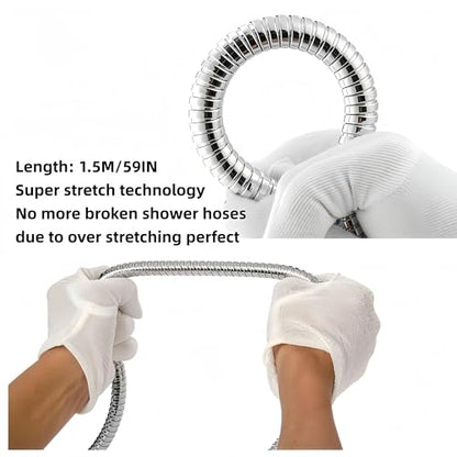 Shower Hose, 59 Inch Extra Long Flexible Stainless Steel Handheld Showerhead Hose Extension with Brass Insert and Nut, Anti-Kink Shower Head Hose Replacement (Chrome, 59 Inch) - color: Chrome