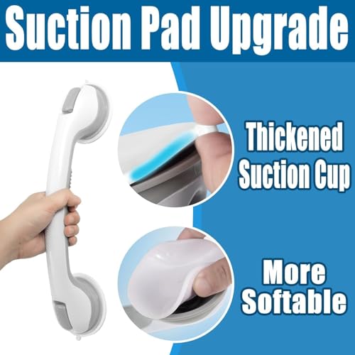 Shower Grab Bar, Suction Grab Bars for Shower, 2 Pack 16.11 Inch Shower Handles for Elderly Suction, Bathroom Grab Bars for Seniors, Shower Grab Bars Suction Heavy Duty, Waterproof No Drilling - size: 16.11"L x 4.11"W
