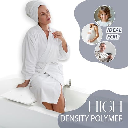 Bathtub Seat for Seniors & Adults - Folding Wall Mount Bench / ADA Bathroom Safety Assist / 304 Stainless Steel / HDP High-Density Polymer / 32" x 15"