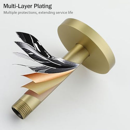 RANDOM Shower Arm with Flange,Gold 4 Inches Ceiling Mount Shower Head Extension Arm Straight Arm Ceiling-Mounted For Fixed Shower Head,Brushed Gold.RD91038-4BG - color: 4″ Brushed Gold(Round Flange)