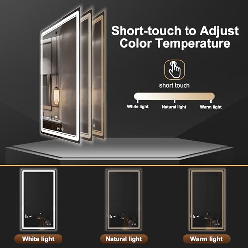 LED Bathroom Mirror with Lights, Anti-Fog, Dimmable, Lighted Bathroom Vanity Mirror for Wall, UL-Certified (27 x 48) - size: 48"L x 27"W
