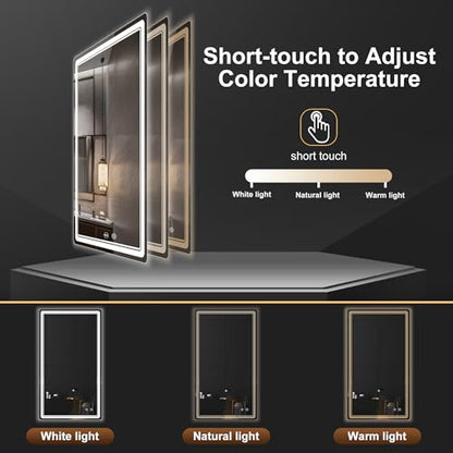 LED Bathroom Mirror with Lights, Anti-Fog, Dimmable, Lighted Bathroom Vanity Mirror for Wall, UL-Certified (27 x 48) - size: 48"L x 27"W